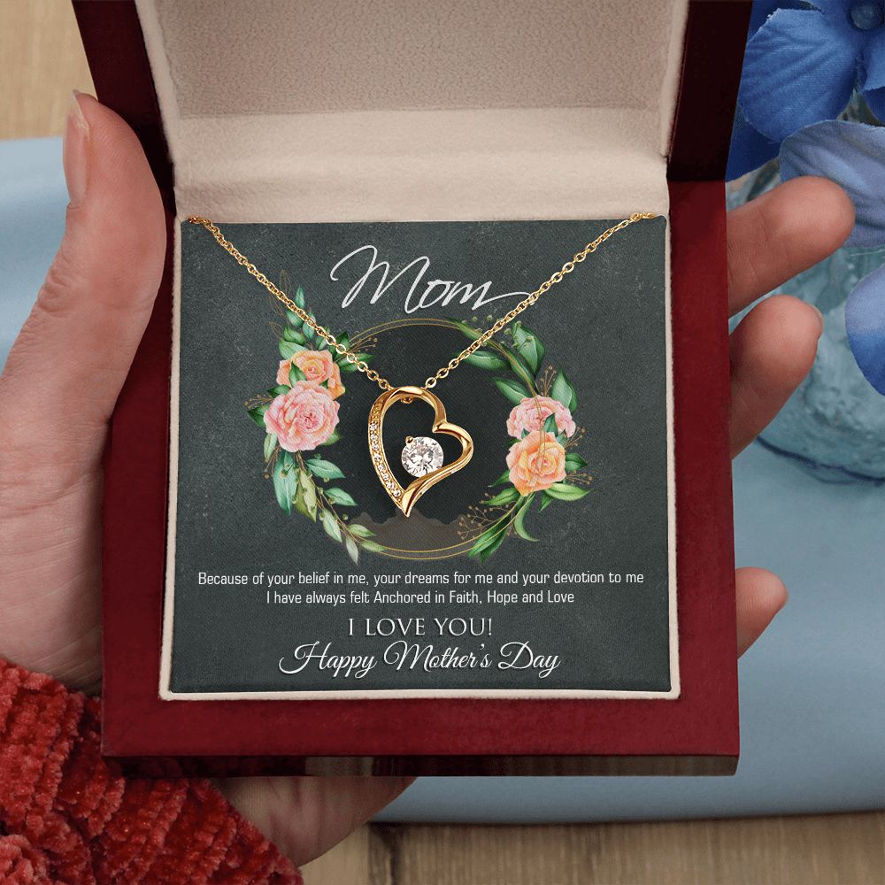 Día de la Madre Collar Corazón Cubic Zirconia Mensaje Especial Inserción
