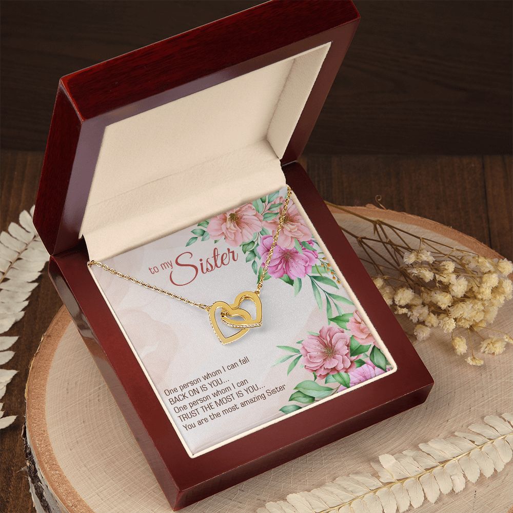 Sister Gift Interlocking Hearts Necklace for Sister Birthday, Christmas