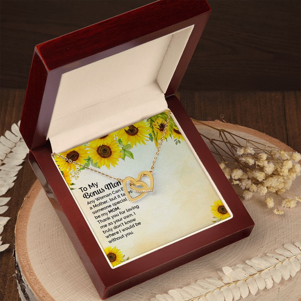Step Mom Gifts Necklace Interlocking Hearts, Gifts for Bonus Mom Step Mom