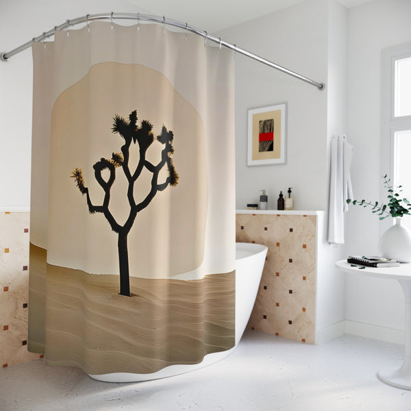 Desert Cacti Shower Curtain: Stylish One-Side Print, Durable 100% Polyester, Water Repellent with Buttonholes, Bathroom Decor