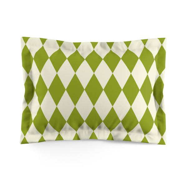 Harlequin Green Off White Pillow Case, Microfiber Harlequin Pillow Sham Set of 1