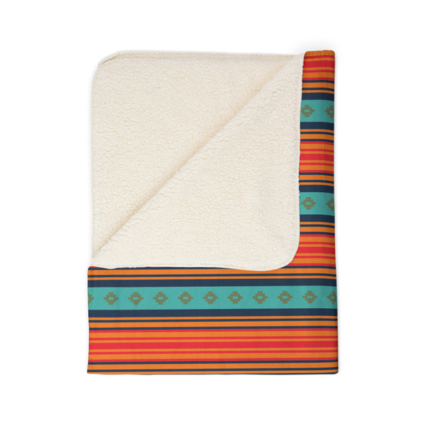 Fleece Sherpa Blanket Southwestern Throw Blanket Rio Grande Print, Two Sizes