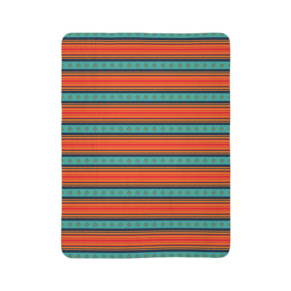 Fleece Sherpa Blanket Southwestern Throw Blanket Rio Grande Print, Two Sizes