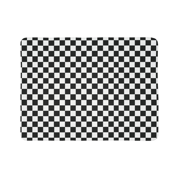 Checkered Blanket Black White Fleece Sherpa Blanket - Dakoda Goods & Co.