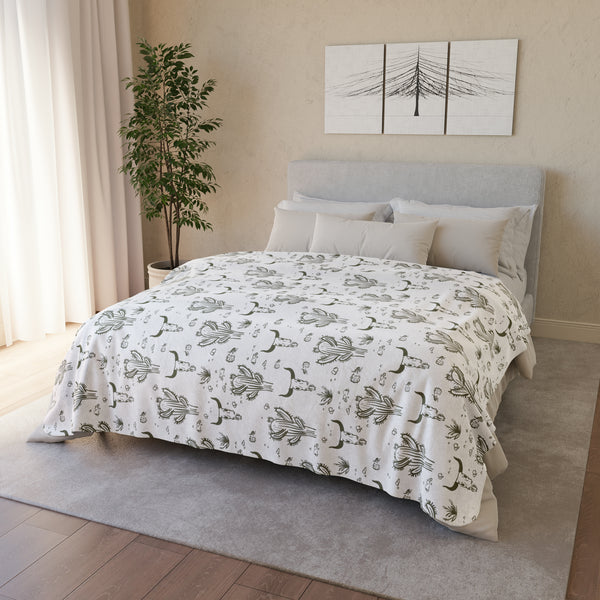 Throw Blanket Midwestern Cacti Fleece Sherpa Blanket