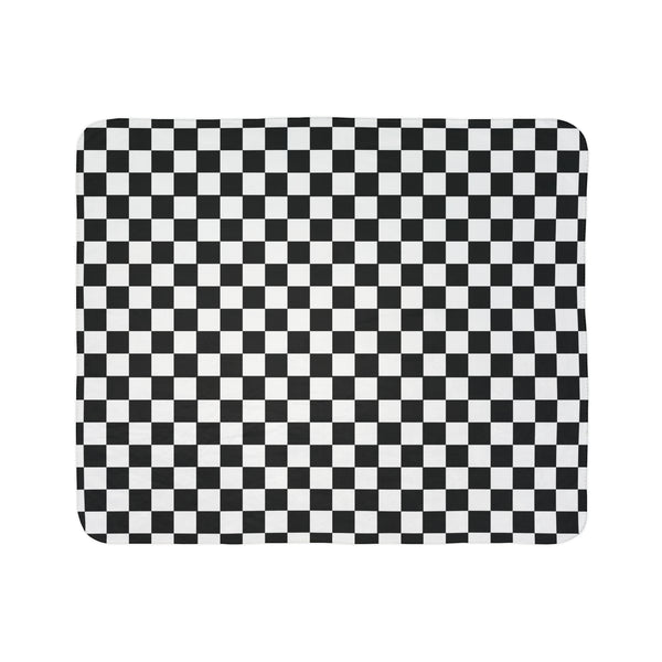 Checkered Blanket Black White Fleece Sherpa Blanket - Dakoda Goods & Co.