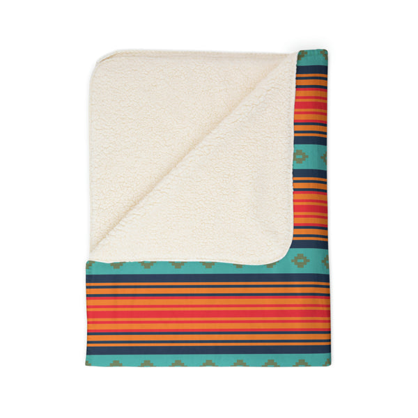 Fleece Sherpa Blanket Southwestern Throw Blanket Rio Grande Print, Two Sizes