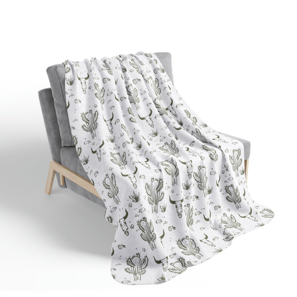 Throw Blanket Midwestern Cacti Fleece Sherpa Blanket