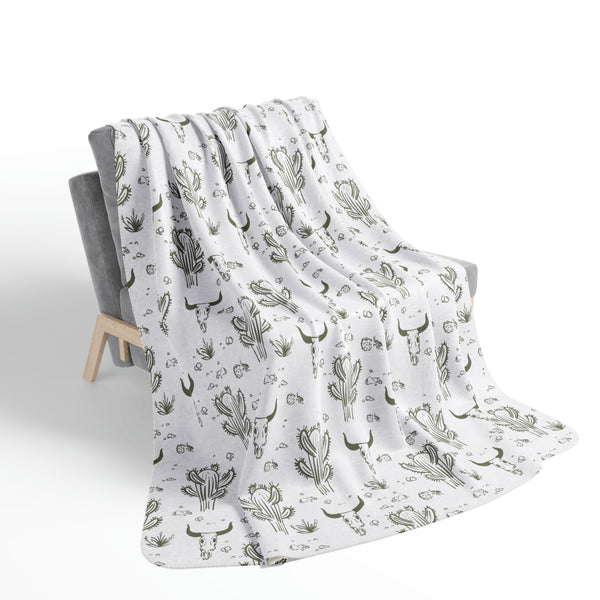 Throw Blanket Midwestern Cacti Fleece Sherpa Blanket