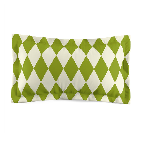 Harlequin Green Off White Pillow Case, Microfiber Harlequin Pillow Sham Set of 1