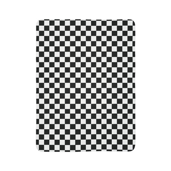 Checkered Blanket Black White Fleece Sherpa Blanket - Dakoda Goods & Co.