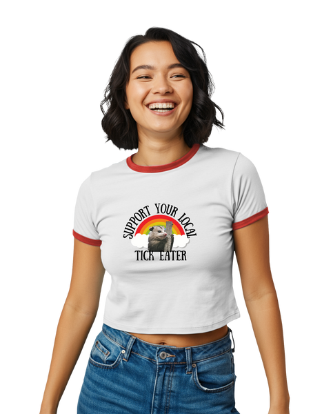 Support Your Local Tick Eater Ringer Tee,  Possum Lover T-Shirt