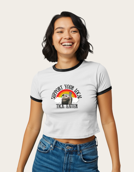 Support Your Local Tick Eater Ringer Tee,  Possum Lover T-Shirt