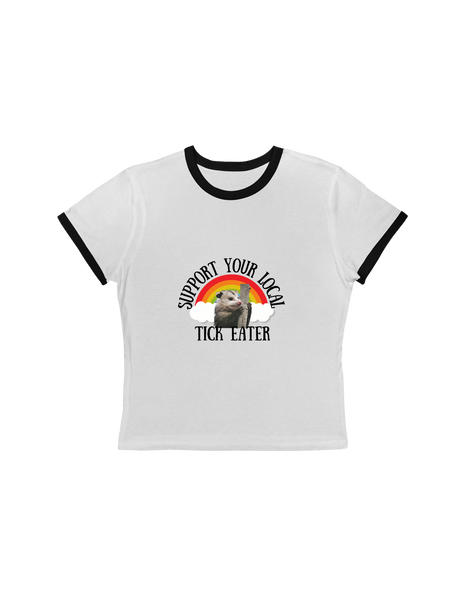 Support Your Local Tick Eater Ringer Tee,  Possum Lover T-Shirt