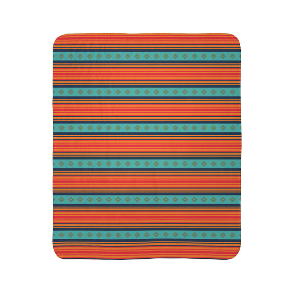 Fleece Sherpa Blanket Southwestern Throw Blanket Rio Grande Print, Two Sizes