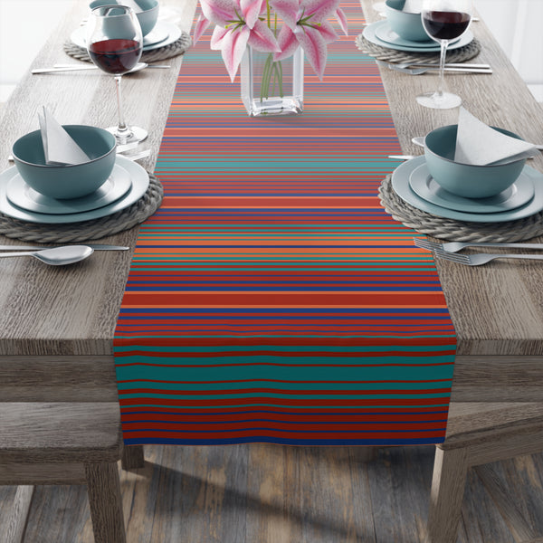Table Runner for Dining Table, Lakeshore Ridge Striped Print, Two Sizes
