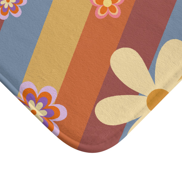 Retro Groovy Bath Mat, Two Sizes Microfiber Mat for Bathroom