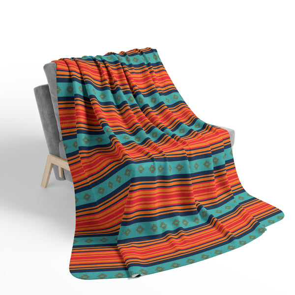 Fleece Sherpa Blanket Southwestern Throw Blanket Rio Grande Print, Two Sizes