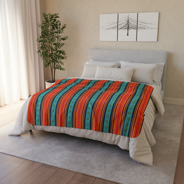 Fleece Sherpa Blanket Southwestern Throw Blanket Rio Grande Print, Two Sizes