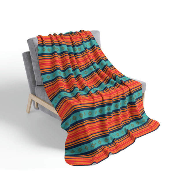 Fleece Sherpa Blanket Southwestern Throw Blanket Rio Grande Print, Two Sizes