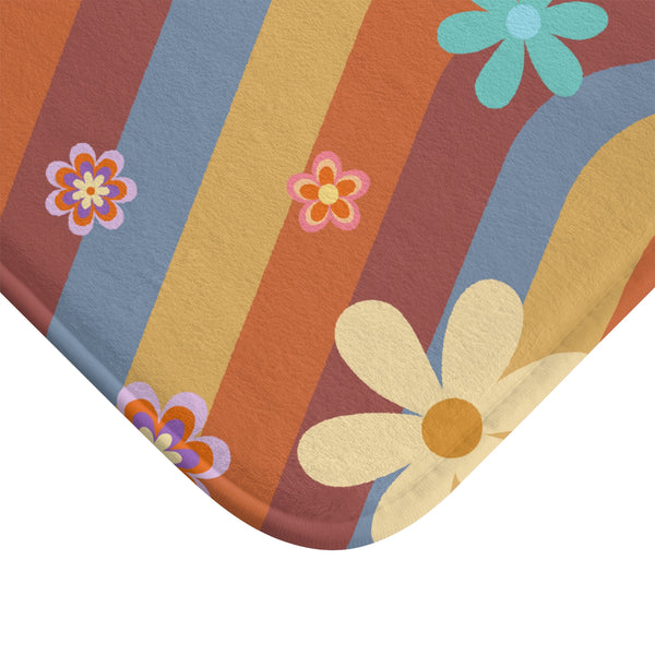 Retro Groovy Bath Mat, Two Sizes Microfiber Mat for Bathroom