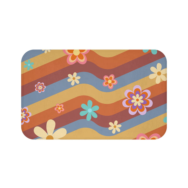 Retro Groovy Bath Mat, Two Sizes Microfiber Mat for Bathroom