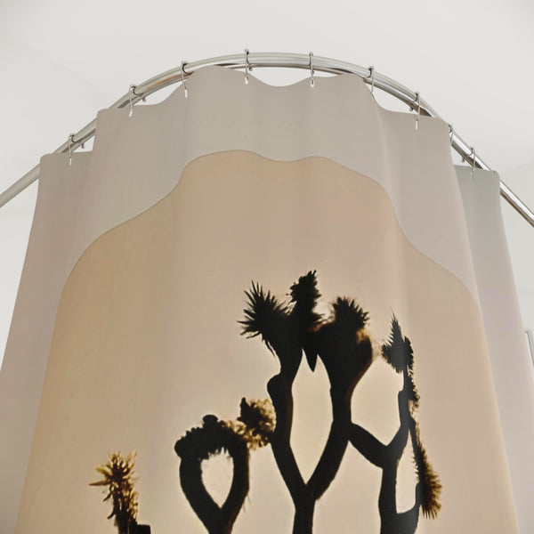 Desert Cacti Shower Curtain: Stylish One-Side Print, Durable 100% Polyester, Water Repellent with Buttonholes, Bathroom Decor