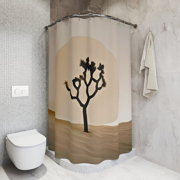 Desert Cacti Shower Curtain: Stylish One-Side Print, Durable 100% Polyester, Water Repellent with Buttonholes, Bathroom Decor