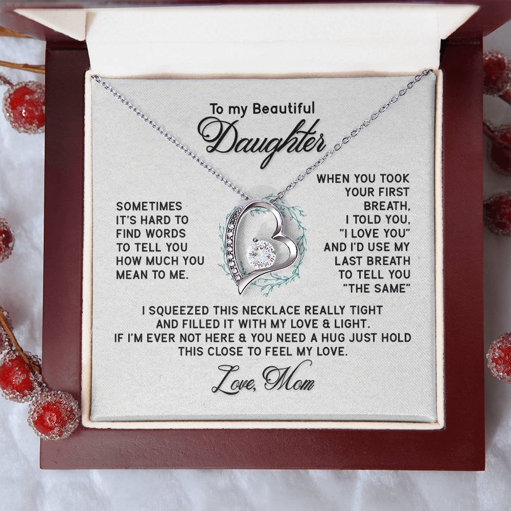 Gifts to Daughter Jewelry Necklace Gift from Mom to Daughter, White or Yellow Gold Finish