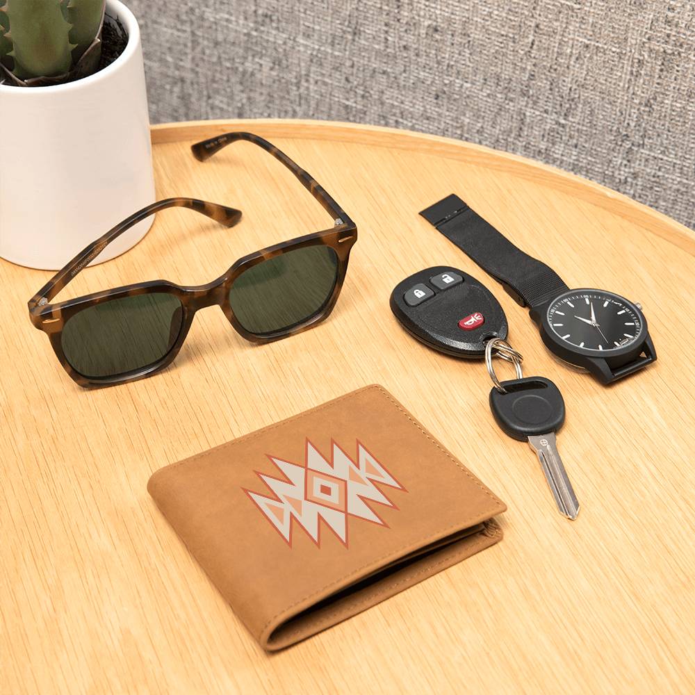 Premium Graphic Leather Wallet: Handcrafted Full Grain Cowhide Bifold for a Unique & Timeless Gift
