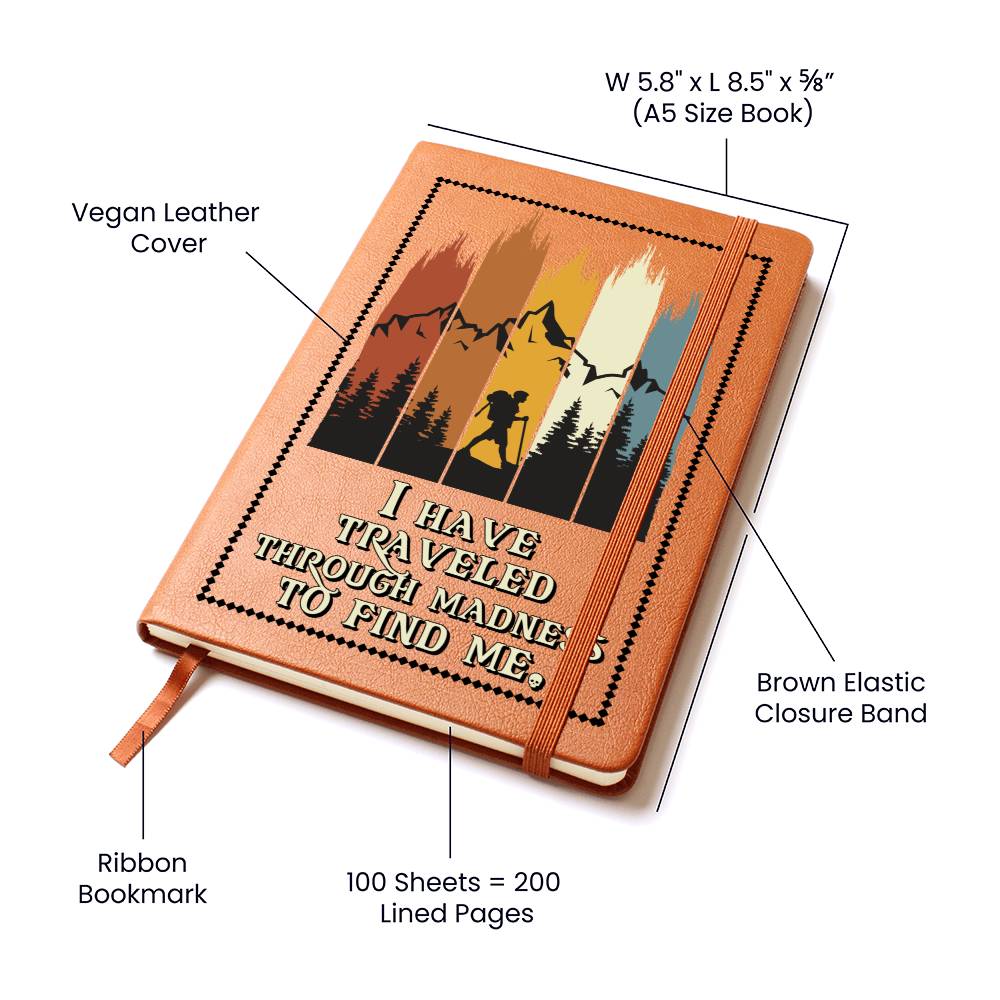 Leather Journal Notebook - I Have Traveled Through Madness to Find Me