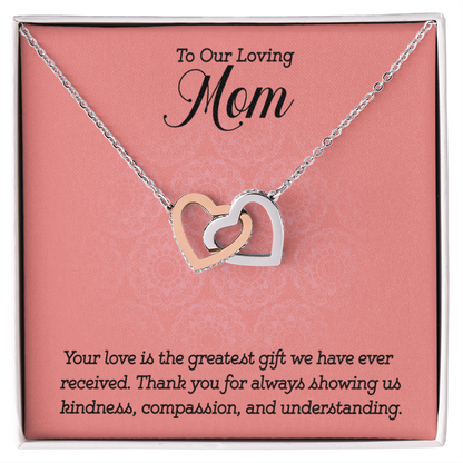Gifts to Mom from Kids, Interlocking Heart Necklace - To Our Loving Mom