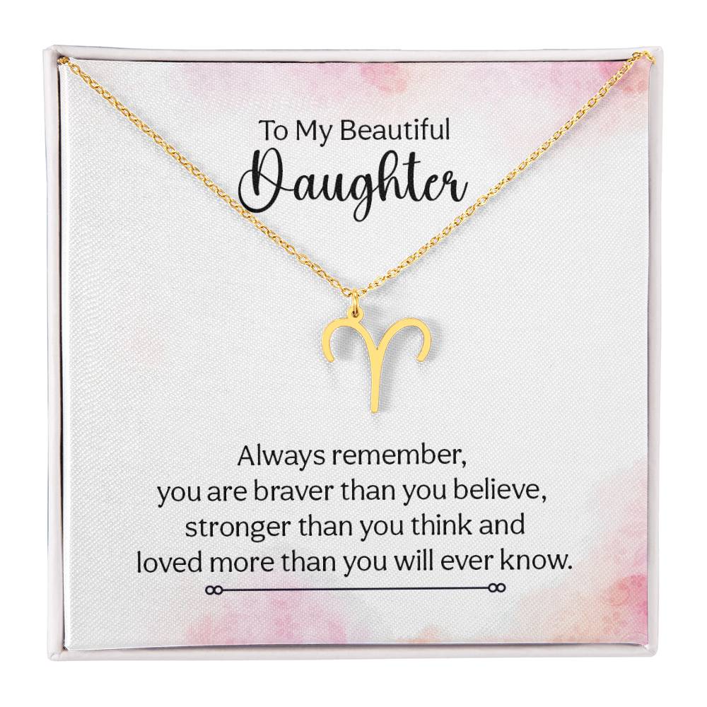 Gift to Daughter from Mom Zodiac Necklace Gifts, Stainless Steel or Gold Finish