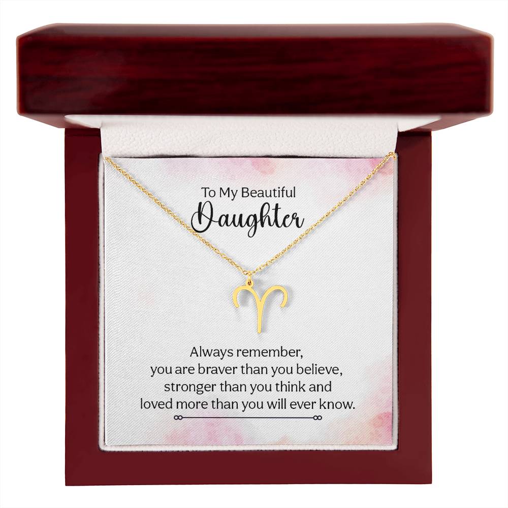 Gift to Daughter from Mom Zodiac Necklace Gifts, Stainless Steel or Gold Finish