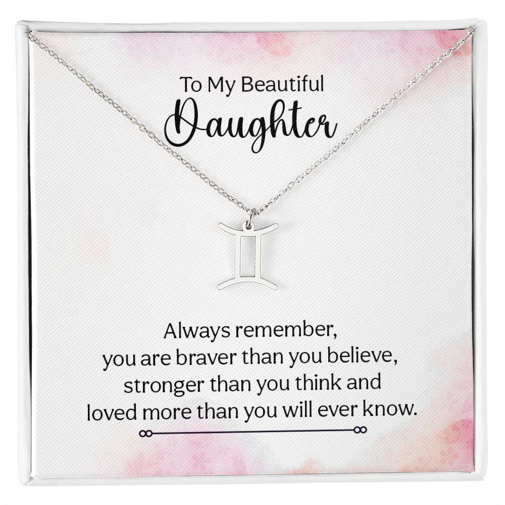 Gift to Daughter from Mom Zodiac Necklace Gifts, Stainless Steel or Gold Finish