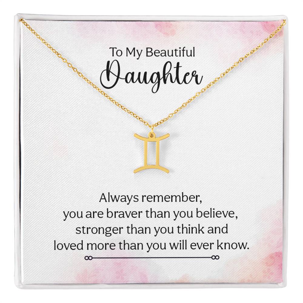 Gift to Daughter from Mom Zodiac Necklace Gifts, Stainless Steel or Gold Finish