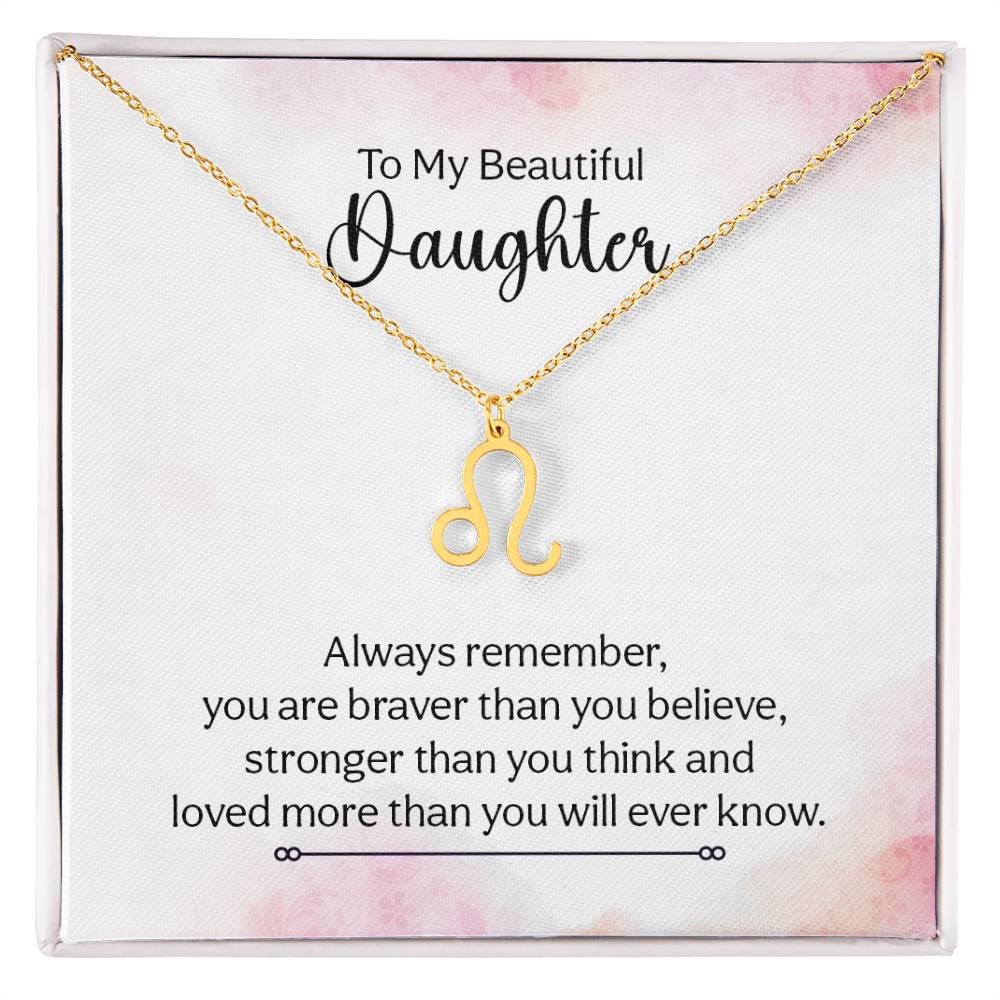 Gift to Daughter from Mom Zodiac Necklace Gifts, Stainless Steel or Gold Finish