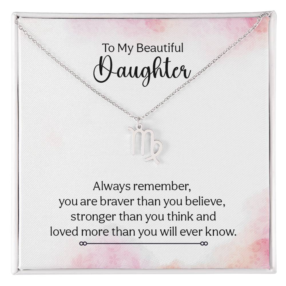Gift to Daughter from Mom Zodiac Necklace Gifts, Stainless Steel or Gold Finish
