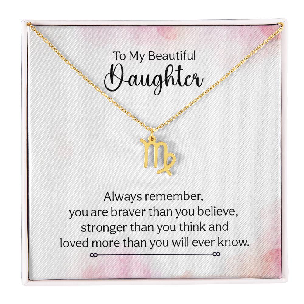 Gift to Daughter from Mom Zodiac Necklace Gifts, Stainless Steel or Gold Finish