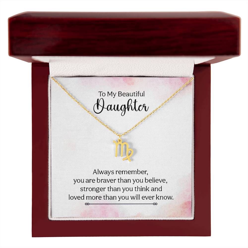 Gift to Daughter from Mom Zodiac Necklace Gifts, Stainless Steel or Gold Finish