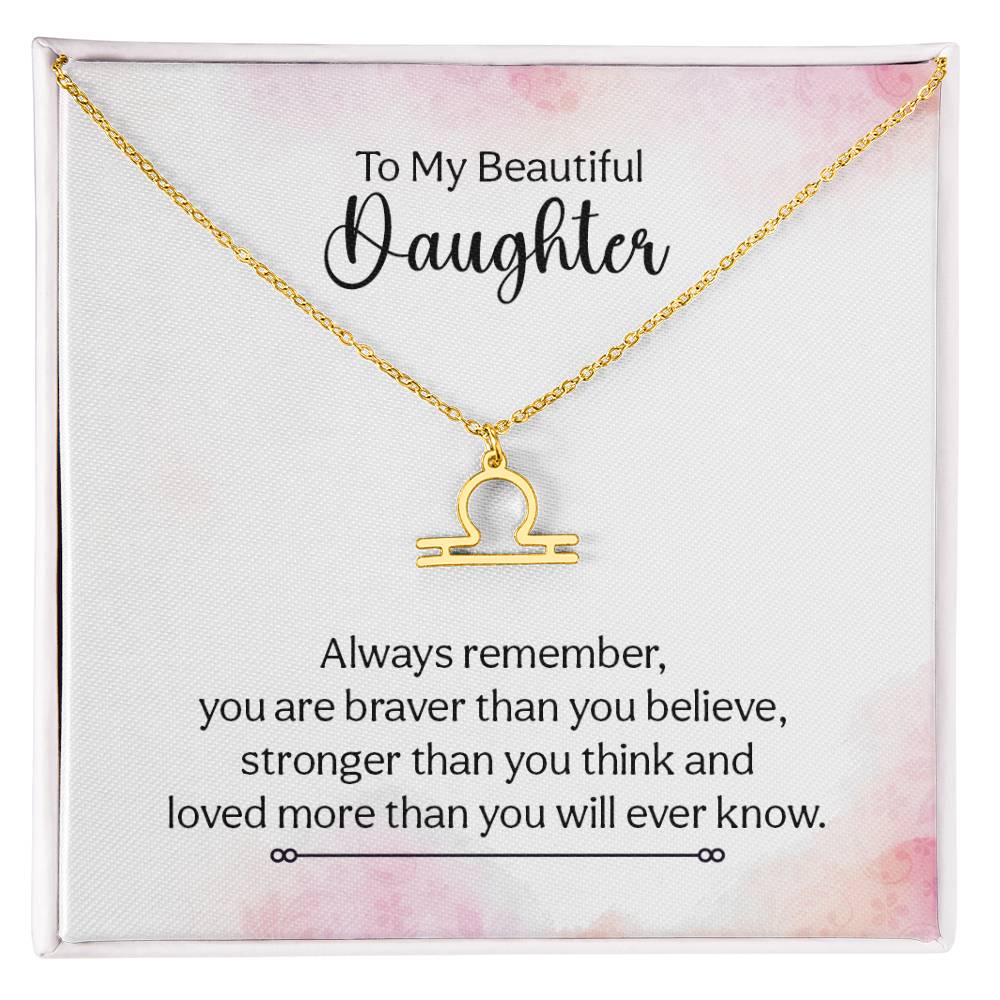 Gift to Daughter from Mom Zodiac Necklace Gifts, Stainless Steel or Gold Finish