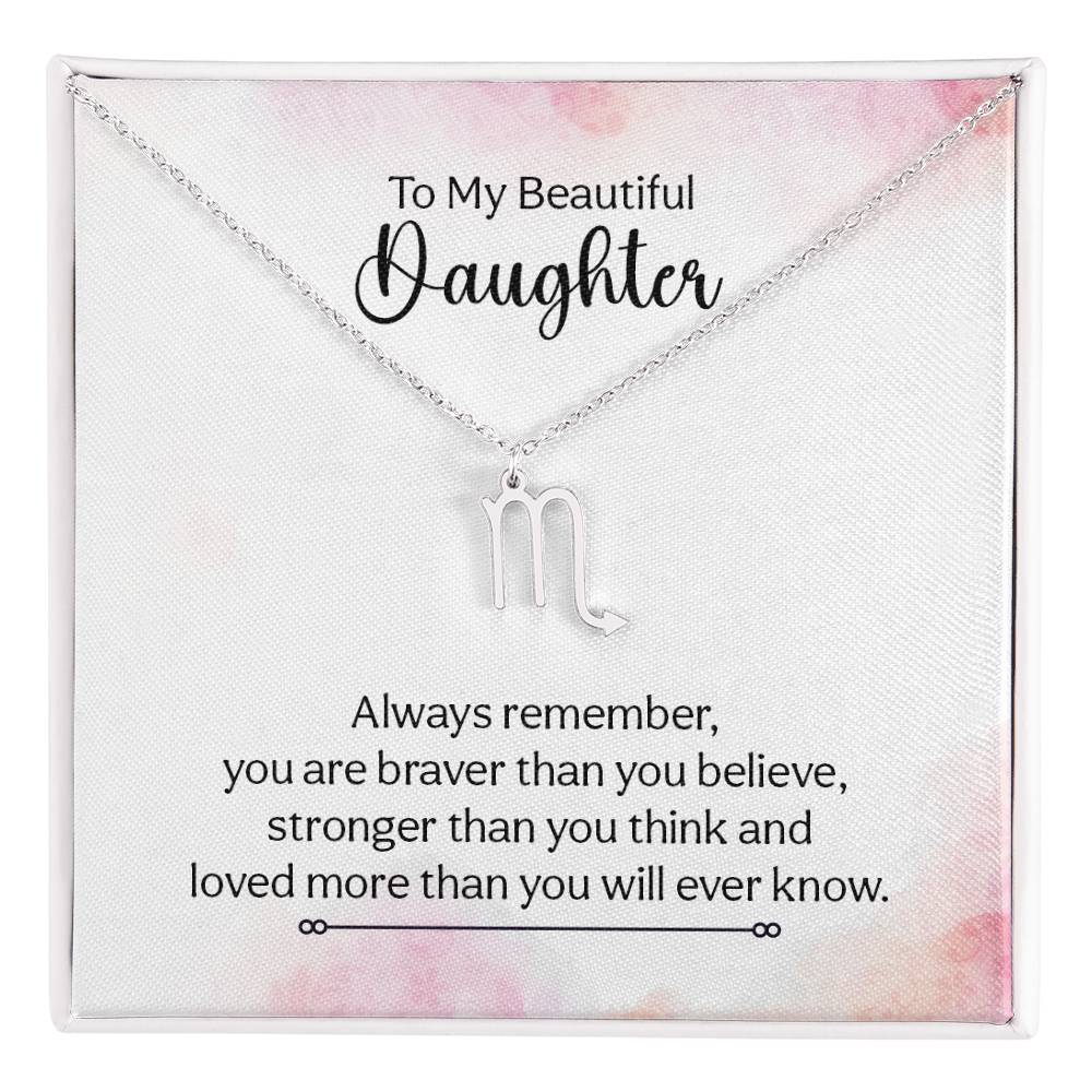 Gift to Daughter from Mom Zodiac Necklace Gifts, Stainless Steel or Gold Finish