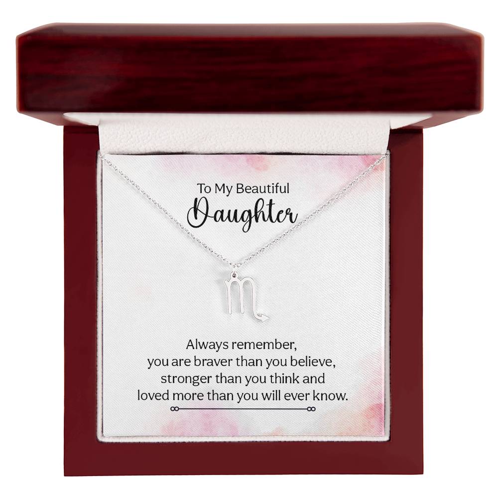 Gift to Daughter from Mom Zodiac Necklace Gifts, Stainless Steel or Gold Finish