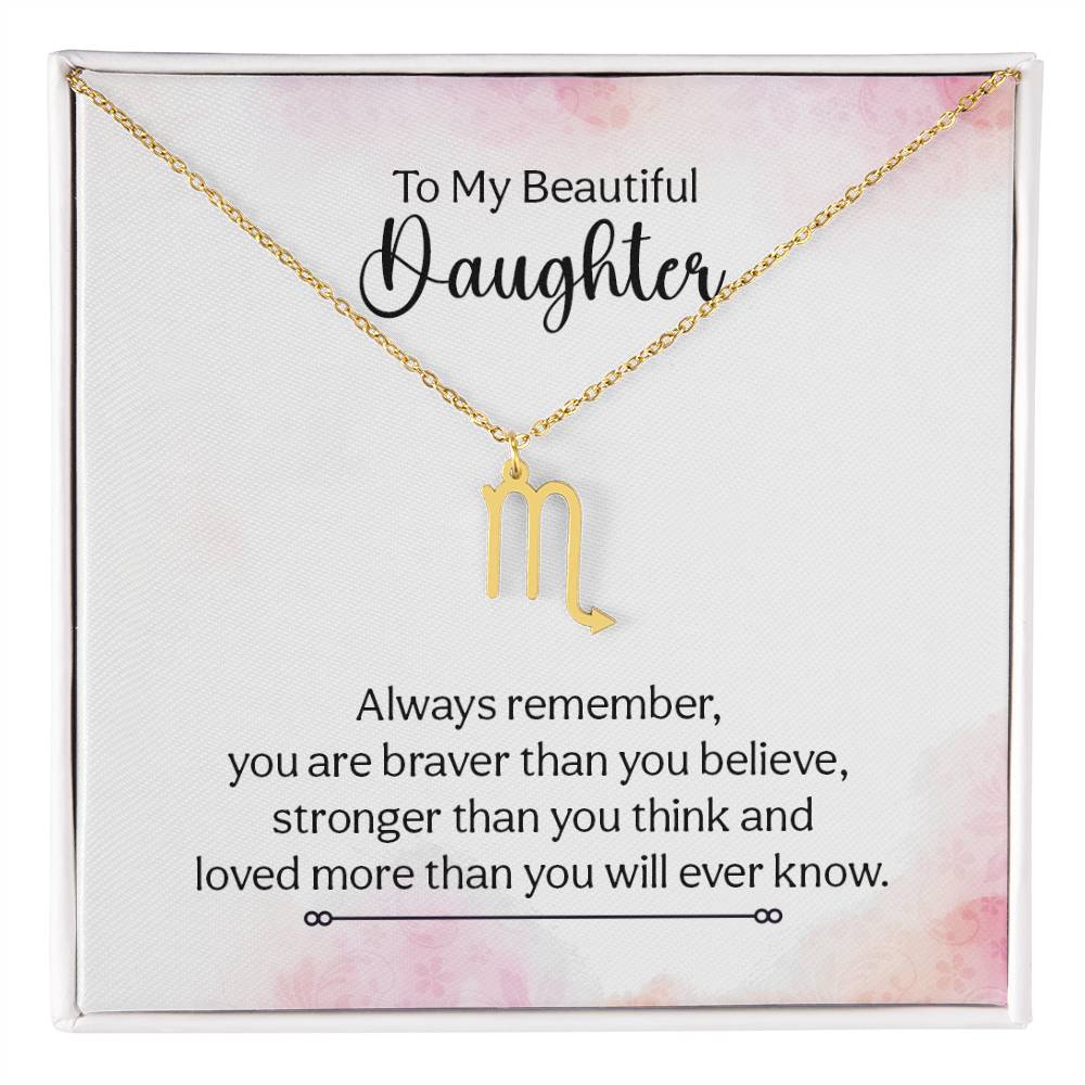 Gift to Daughter from Mom Zodiac Necklace Gifts, Stainless Steel or Gold Finish