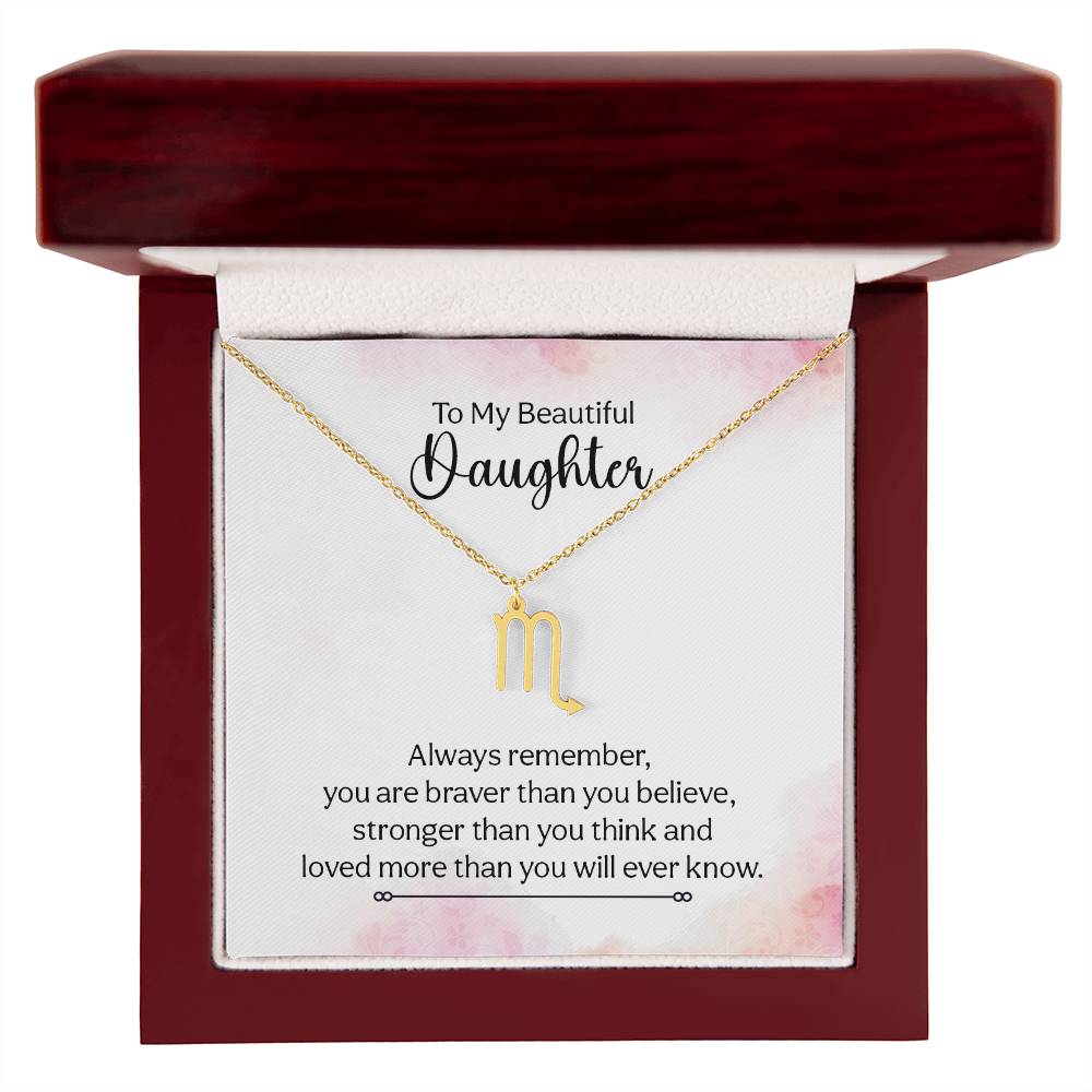 Gift to Daughter from Mom Zodiac Necklace Gifts, Stainless Steel or Gold Finish