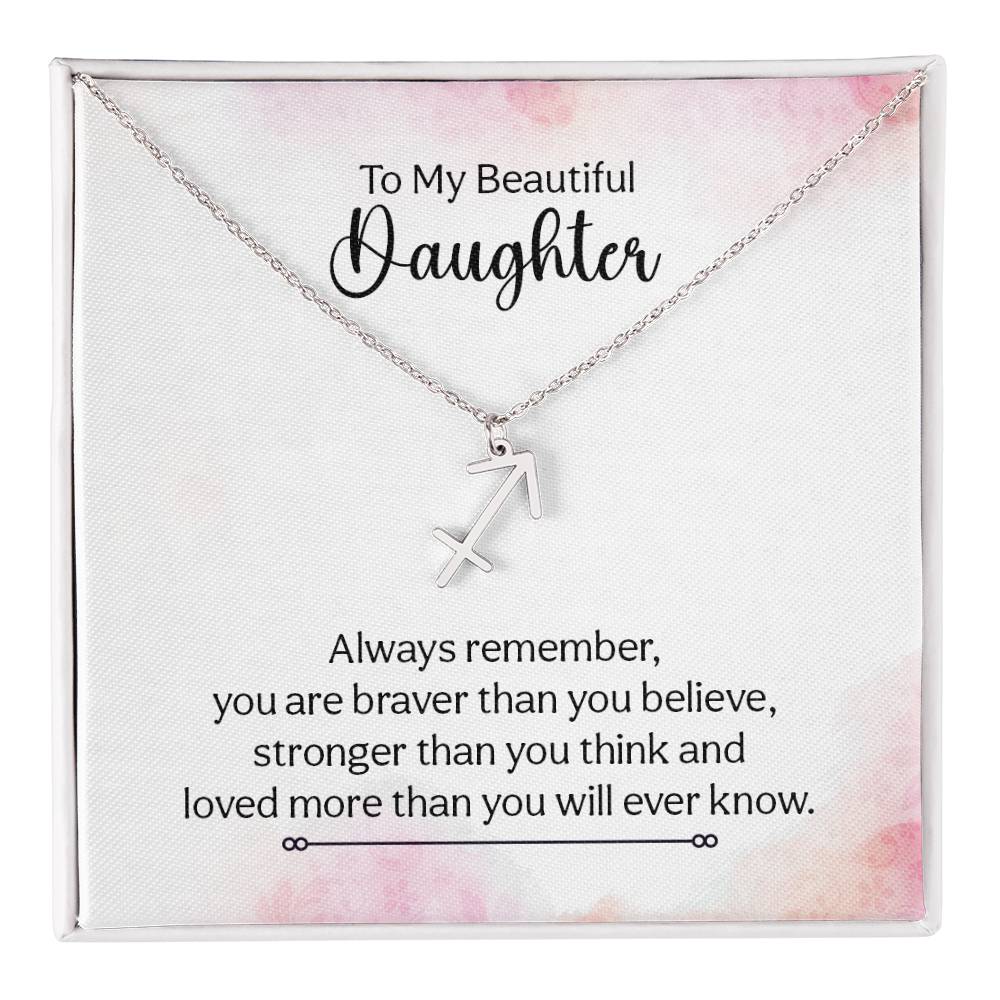 Gift to Daughter from Mom Zodiac Necklace Gifts, Stainless Steel or Gold Finish