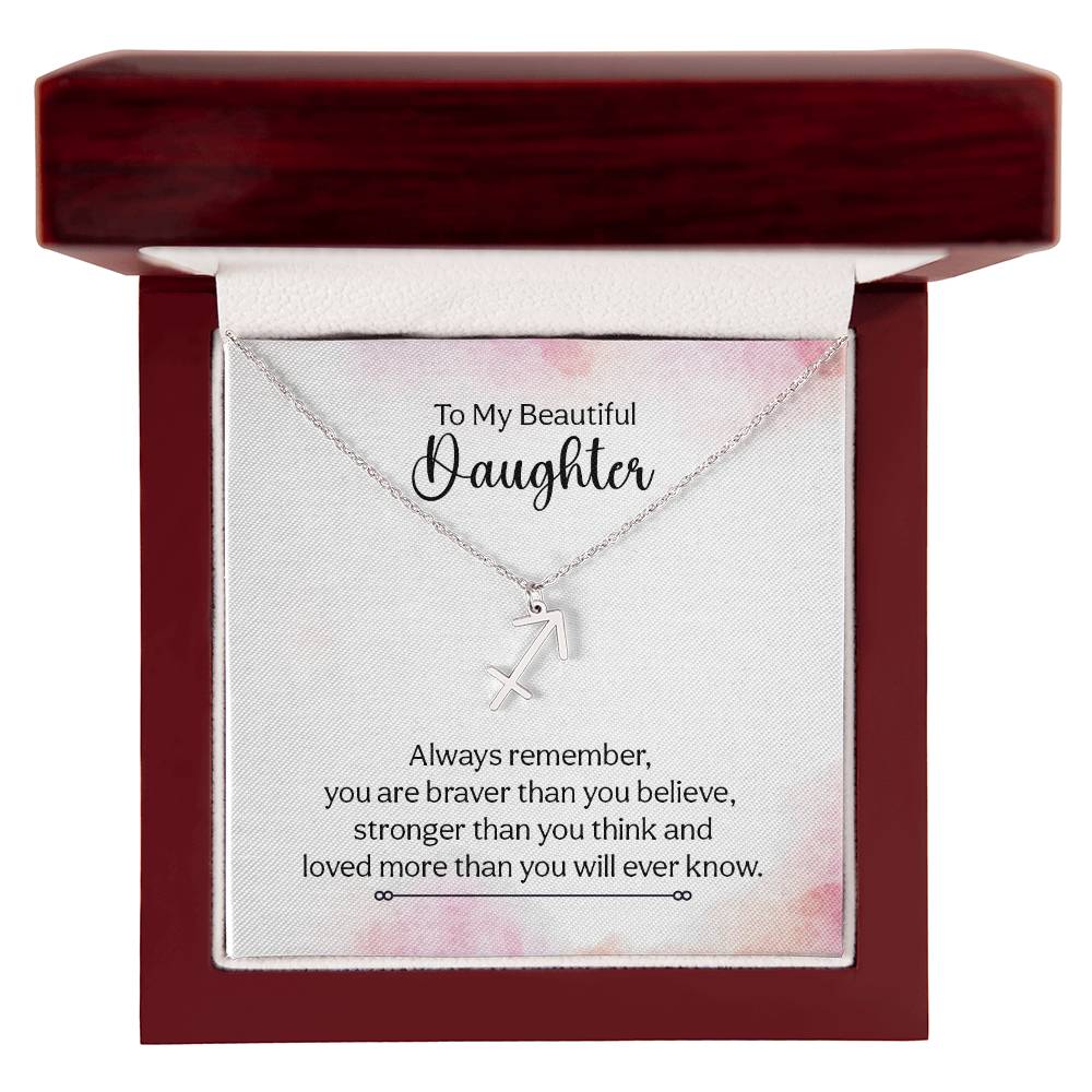 Gift to Daughter from Mom Zodiac Necklace Gifts, Stainless Steel or Gold Finish