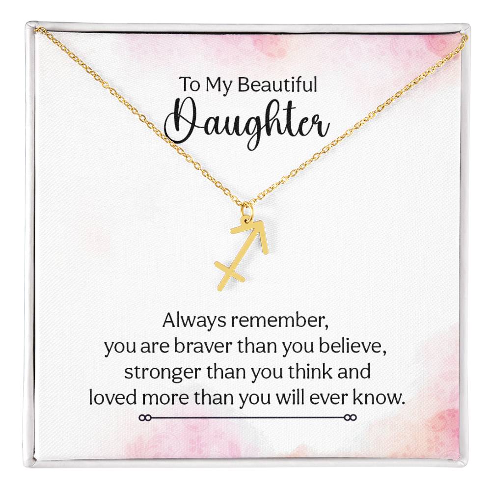 Gift to Daughter from Mom Zodiac Necklace Gifts, Stainless Steel or Gold Finish
