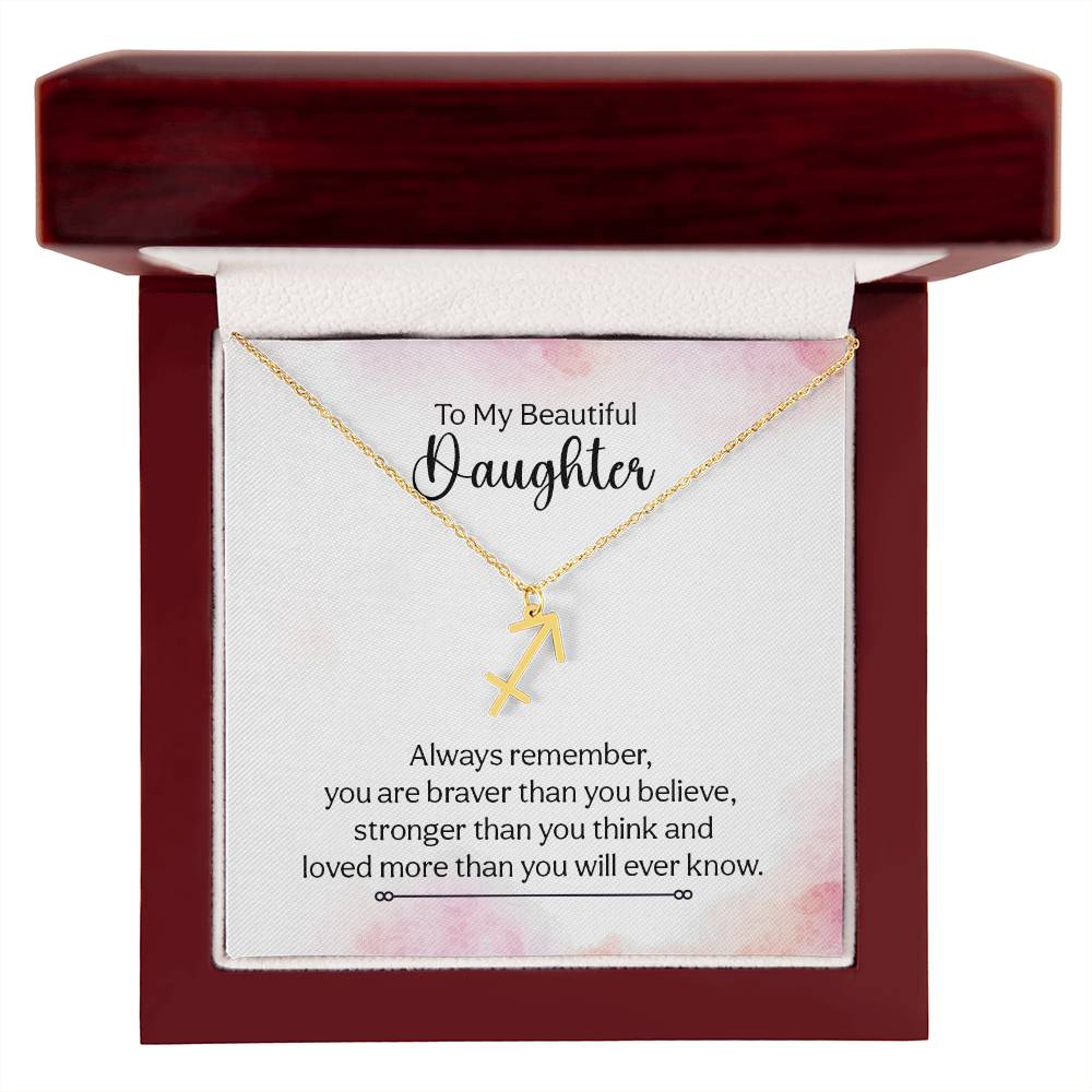 Gift to Daughter from Mom Zodiac Necklace Gifts, Stainless Steel or Gold Finish