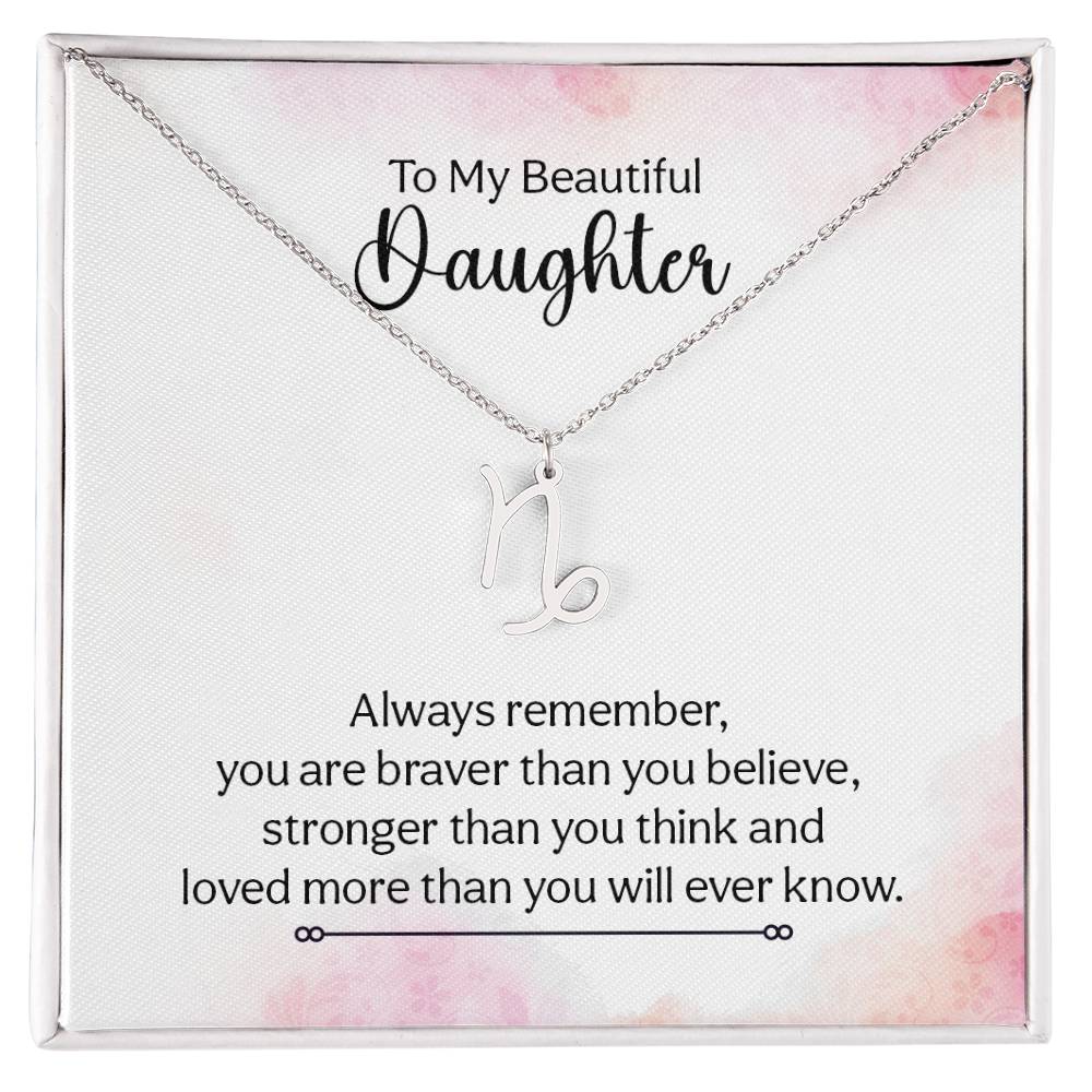 Gift to Daughter from Mom Zodiac Necklace Gifts, Stainless Steel or Gold Finish